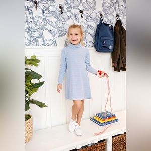 Tenley Turtleneck Tunic in Barbados Blue and Worth Avenue White